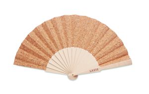 FANNY CORK Elegant Wooden Hand Fan with Cork Fabric