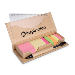 STIBOX Eco-Friendly Sticky Memo Set with Pen and Ruler