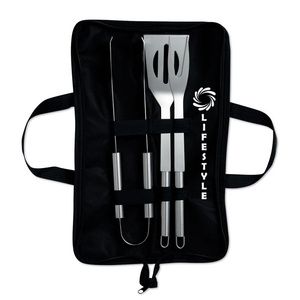 SHAKES Premium 3-Piece Stainless BBQ Tool Set with Pouch
