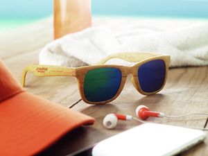 WOODIE Eco-Friendly Wooden Look Mirrored Sunglasses
