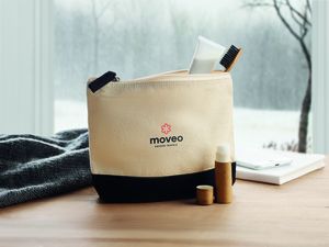 KLEUREN Stylish Two-Tone Cotton Cosmetic Bag with Zipper