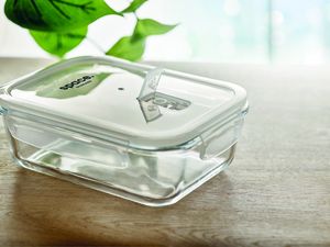 PRAGA LUNCHBOX Airtight 900ml Glass Lunch Box with Microwave-Safe Lid