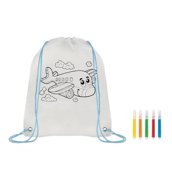 GiftRetail MO9887 - CARRYDRAW Non woven børnetaske med tuscher