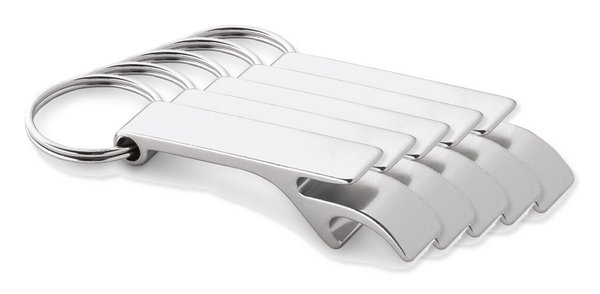 Pakke med 5 Egotier 93151 - Nøglering i aluminium med kapselåbner