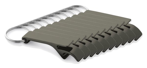 Pakke med 100 Egotier 93151 - Nøglering i aluminium med kapselåbner