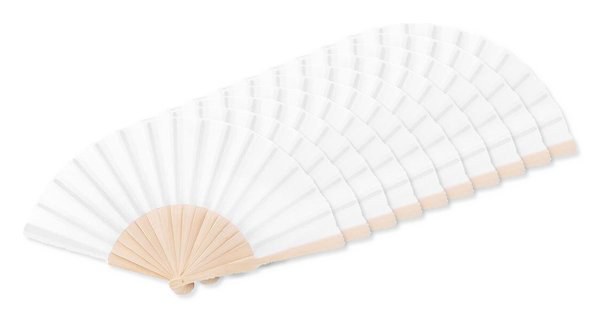 Pack of 10 GiftRetail MO9532 - FANNY WOOD Elegant Wooden Hand Fan with Polyester Fabric