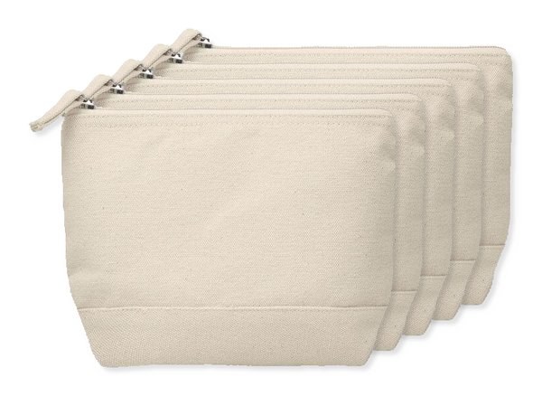 Pakke med 5 GiftRetail MO9815 - KLEUREN Bicolour bomuld kosmetikpose