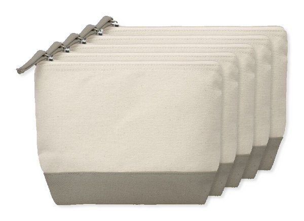Pack of 5 GiftRetail MO9815 - KLEUREN Stylish Two-Tone Cotton Cosmetic Bag with Zipper