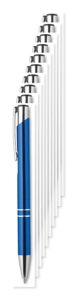 Pakke med 10 GiftRetail MO8893 - BERN Aluminium trykknap kuglepen