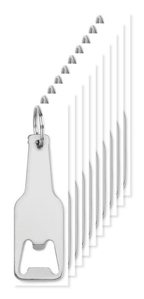 Pakke med 10 GiftRetail MO9247 - BOTELIA Flaskeåbner aluminium