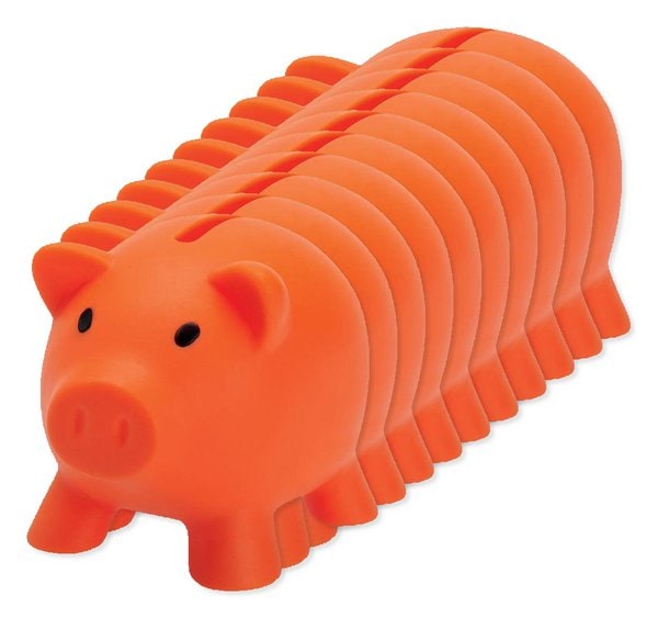 Pakke med 100 GiftRetail MO8132 - SOFTCO Farverig Sparegris til Børn og Voksne i PVC