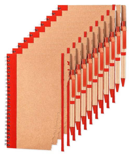Pakke med 10 Goya 30108 - A5 Karton Ringbog med Elastiklukning og Pen RECIKLA
