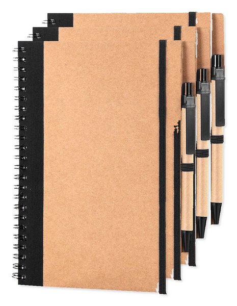 Pakke med 30 Goya 30108 - A5 Karton Ringbog med Elastiklukning og Pen RECIKLA