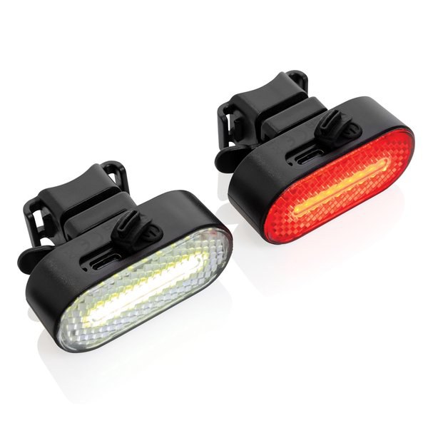 XD Collection P513.84 - Lumino RCS genanvendt plast cykellygtesæt, USB genopladelig