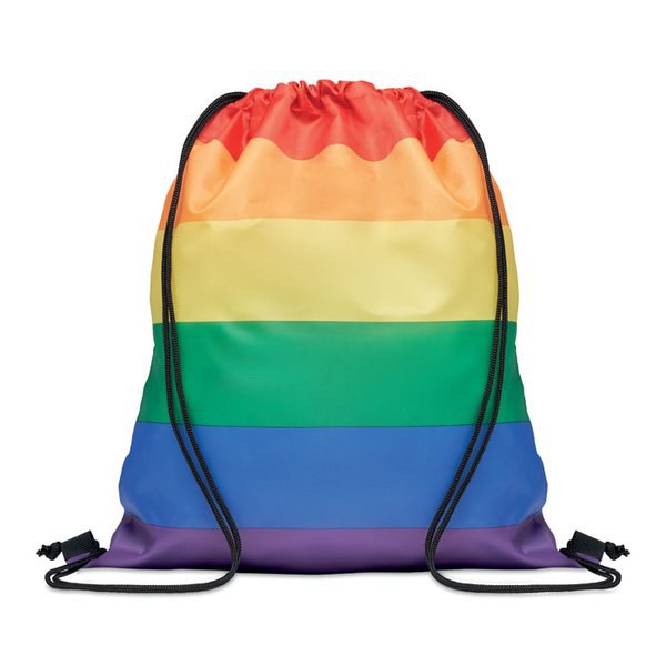 BOW Eco-Friendly Rainbow RPET Drawstring Backpack - GiftRetail MO6436