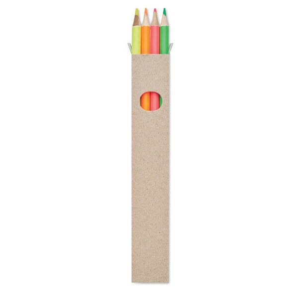 BOWY Eco-Friendly Set of 4 Highlighter Pencils in Box - GiftRetail MO6836
