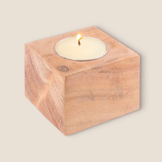 Goya 52551 - Acacia Wood Candle Holder with Candle SAMAY