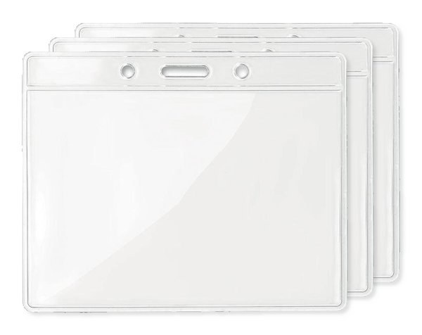 BADGY Clear Plastic Badge Holder 10cm x 8cm for ID Cards