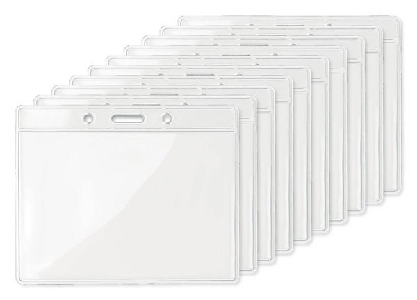 BADGY Clear Plastic Badge Holder 10cm x 8cm for ID Cards