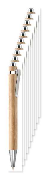 Pack of 100 GiftRetail MO7318 - SUMATRA Eco-Friendly Bamboo Ball Pen with Chrome Accents