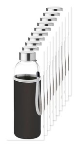 Pack of 100 GiftRetail MO9358 - UTAH GLASS Eco-Friendly 500ml Glass Bottle with Neoprene Cover