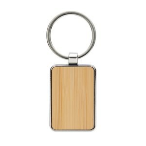 XD Collection P191.68 - RCS recycled zinc alloy rectangle keychain with bamboo