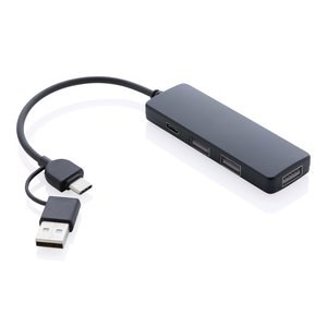 XD Collection P308.26 - RCS USB hub i genanvendt plast med dobbelt indgang