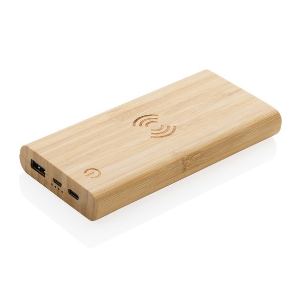 8.000 mAh 5W trådløs powerbank i bambus