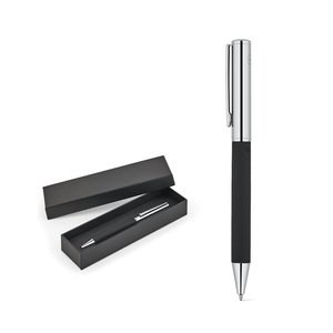 Dokumental® kuglepen i rustfrit stål med blank finish og sort blæk - Egotier 91989