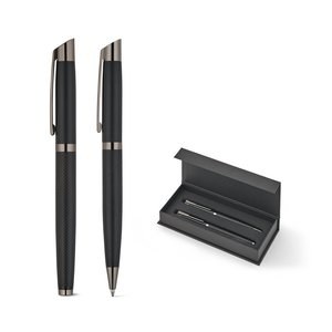 Sæt med 1 kuglepen og 1 rollerballpen i aluminium med Dokumental® blå blæk - Egotier 91990