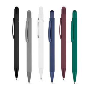 Kuglepen med moderne design lavet af genbrugsaluminium (100% rAL) med en gummibelægning - Egotier 91991