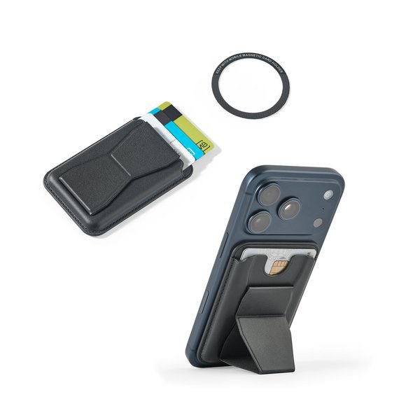 Magnetisk kortholder lavet af PU-læder, fastgøres nemt på bagsiden af ​​din mobiltelefon, med RFID-blokering