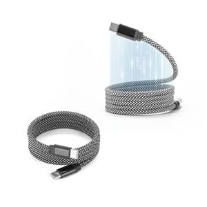 USB-C til USB-C-kabel med flettet polyesterledning (60 W) og et magnetisk system for nem oprulning - Egotier 97220